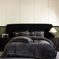 Parure de lit en velours de lait uni mat, ensemble de housse de couette de luxe brodé 4 pièces, linge de lit en flanelle épaisse et chaude antistatique
