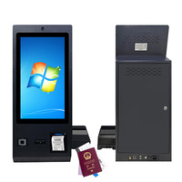Lecteur de passeport OCR de 24 pouces Imprimante d'enregistrement d'hôtel Scanner de code QR Caméra Microphone Distributeur de carte Machine de paiement en libre service