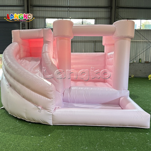 Nhà bị trả lại Inflatable màu hồng bị trả lại công viên kết hợp trượt hồ bơi nước bóng Pit junping lâu đài cho bên cho thuê - Product Image 3