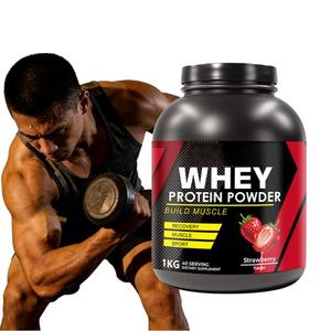 Poudre de protéines de lactosérum Muhua Premium à <span class=keywords><strong>la</strong></span> fraise 1 kg 40 portions BCAA Acides aminés essentiels Faible teneur <span class=keywords><strong>en</strong></span> gras Lactose Complément alimentaire - Product Image 1
