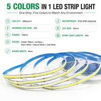 Kit de bande lumineuse LED avec alimentation et contrôleur LED 5-en-1, bandes LED RGB à changement de couleur et blanc réglable pour l'éclairage domestique