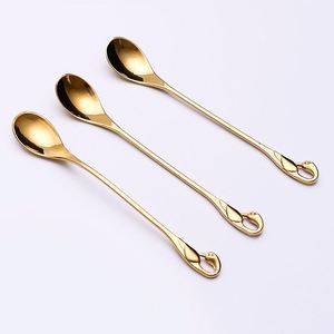 Swan Base Dinnerware Sets Stainless Steel Fruit Dessert Cutlery Set With <b>Spoon</b> Fork Western Food Cutleries Wedding Party Tools - Product Image 4