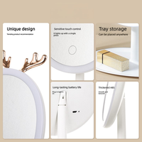 Miroir de maquillage LED à faible tension avec éclairage à intensité variable, rechargeable, design en forme de bois de cerf, miroir de vanité mignon