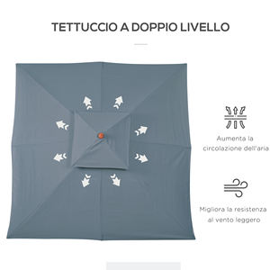 Outsunny 3x3m Parasol de jardin avec 8 côtes en bambou et housse de parasol à 2 niveaux, gris - Product Image 5