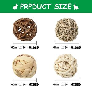 Boules à mâcher, lot de 8, jouets pour petits animaux, boules à mâcher pour petits animaux, hamsters, lapins, cochons d'Inde, chinchillas, gerbilles, lapins - Product Image 2