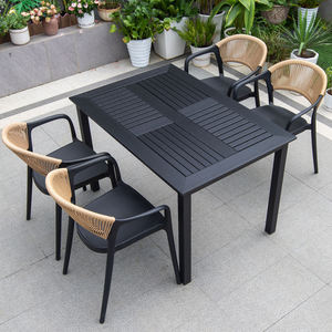 Nouvelle table et chaises <span class=keywords><strong>de</strong></span> salle à manger d'extérieur en WPC <span class=keywords><strong>noir</strong></span> imperméable pour terrasse, jardin et <span class=keywords><strong>patio</strong></span> - Product Image 6