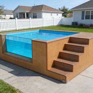 Kit de piscine en fibre de verre élégant, installation facile avec protection UV pour le plaisir familial en toute saison, piscine hors sol en bois - Product Image 5