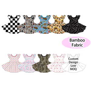 Moomoo de personalización para niñas, vestidos estampados de estilo occidental para niñas, vestido de bebé con mangas voladoras informales - Product Image 1