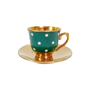 Saudi Porcelain Coffee Cup Plate Gold Plated 6 Cups& 6 Saucers Ceramic <b>Tea</b> <b>Set</b> for Opening <b>Gift</b> - Product Image 4