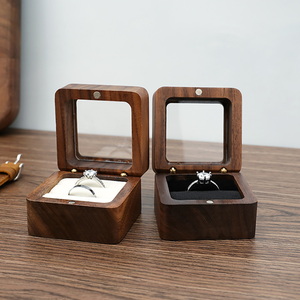 Custom Engraved Black Walnut Square Wooden Ring <b>Box</b> Magnetic Closure Vintage Luxury <b>Wedding</b> <b>Keepsake</b> for Engagement - Product Image 4