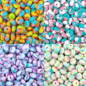 Nouvel Arrivage Couleurs Personnalisées Perles d'Abacus en Silicone Brillantes Effet Tourbillon Pâstel Pâques 14mm avec Paillettes Liquides Scintillantes - Product Image 1