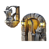 Figurine décorative en résine de dragon mignon transfrontalier, écologique, pour porte, ouverture de fenêtre créative, statue de dinosaure, jardin