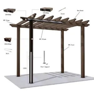 Aangepaste Outdoor Waterdichte Aluminium Patio Lamellen Dakbedekking Tuinhuisje Met Gemotoriseerde Pergola