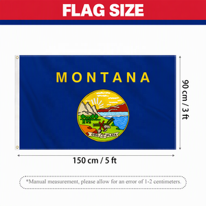 Bandera Personalizada del Estado de Montana de 3 x 5 Pies, Bandera Personalizada con Doble Costura de Poliéster y Ojales de Latón para Fiestas, Desfiles y Decoración - Product Image 2