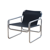 Fauteuil de lecture ergonomique moderne en cuir, avec structure en acier, confortable pour salon, maison, hôtel, école