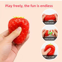JOSSION Jouet à presser en pâte à modeler à montée lente, motif fraise, avec bruit crépitant, anti-anxiété, anti-stress, souple, 80g, pour enfants