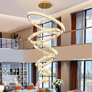 2024 Factory Price Creative 1 Luxury Model Lamp Indoor Villa Staircase Long Chandeliers Pendant Crystal Chandelier Lighting