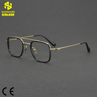 GMS637 En stock – Lunettes de style pilote classique à double pont en titane avec monture frontale en acétate et branches confortables pour usage quotidien