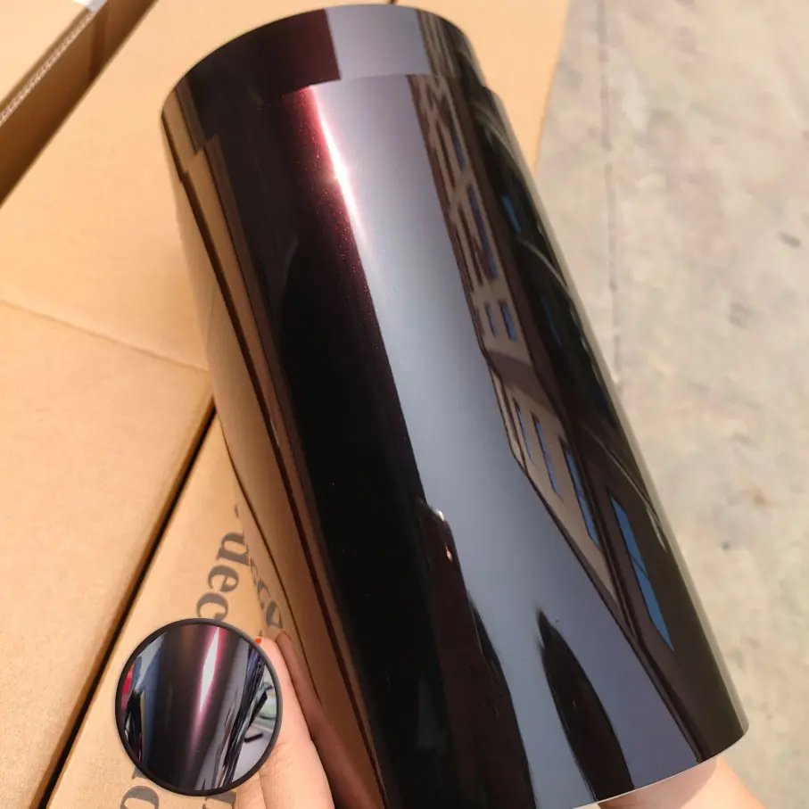 3 Anos de Garantia Laser Cor PVC Lustroso Camaleão Vermelho Preto Revestimento Filme Chameleon Wrap Car Vinyl