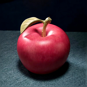 Sculpture de pomme en métal peinte à la main, figurine de fruit en bronze rouge, ornement sculpté pour la décoration de la maison ou du bureau - Product Image 1