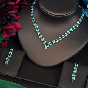 Hibride Briljant Marquise Cut Red Cz Dubai Sieraden Sets Voor Vrouwen Ketting Set Trouwjurk Accessoires Party Show N-466 - Product Image 2