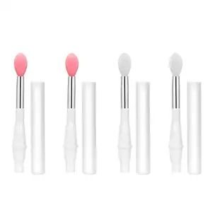 4pcs Lip Brushes Silicone Tool, Lip Silicone Brush with Cap Makeup Beauty Brushes, Lipstick Applicator Brushes for Applying