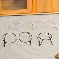 Nouveau design, vente chaude, gamelles doubles en céramique de luxe sur support en fer, gamelles arrondies pour chats et chiens, produits pour animaux de compagnie