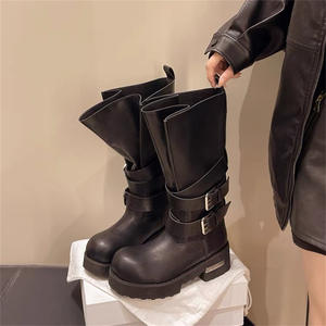 Nouvelles Bottes Hautes Femme 2026 Style Punk à Semelle Épaisse, Design Original, Confortables pour Mollets Larges, Bottes de Motard Tendance - Product Image 5