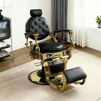 Fauteuil de Barbier Professionnel Rétro Jincheng pour Salon de Coiffure, Durable, Marron Blanc Or Vert Gris, pour Lavage
