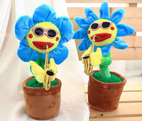 Tournesol électrique musical chantant et dansant, peluche douce, jouet créatif amusant, saxophone chantant, fleurs dansantes