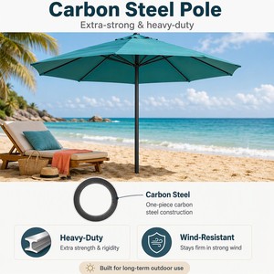 OEM <strong>Beach</strong> Umbrella Custom Size UPF50+ Waterproof Windproof Fiberglass Ribs Aluminum Pole Wholesale Bulk Supply Outdoor Shade - Product Image 4