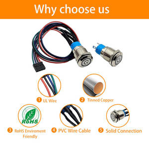 Plug Waterproof Metal Push Button Switch <b>Cable</b> Harness Metal Switching <b>Power</b> <b>Cable</b> Harness - Product Image 4
