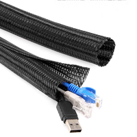 Funda Trenzada Autoadhesiva de PET para Cables, Diseño Dividido, Resistente al Desgaste, Protección para Cables