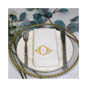 Handmade 100% Linen <b>Cloth</b> Napkins Custom Embroidered <b>Disposable</b> Weddings Corporate Events Reusable Modern Style Home Airplane - Product Image 1
