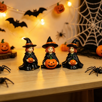 Ensemble de trois figurines de sorcières et citrouilles pour la nuit d'Halloween, accessoires de décoration DIY, mini décorations de table pour les fêtes