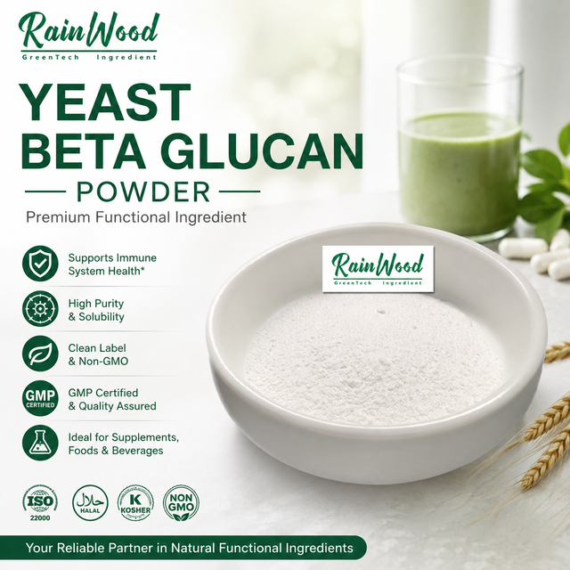 Rainwood Yeast Beta Glucan Extract Powder High Purity 1,3/1,6 Beta Glucan for Nutraceutical Food Ingredient Applications