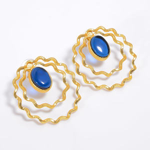 Women & Girls Fashion 14k Gold Plated Brass Gemstone Earring Handmade Brass Gemstone Jewelry Exporter - Product Image 2