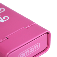 Boîte à cigarettes durable en fer blanc rose avec charnière - Étui métallique portable personnalisé avec logo pour accessoires de fumeur et rangement quotidien