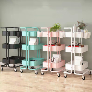 Nordic Small Cart Rack Rolling Bad Organizer <span class=keywords><strong>Craft</strong></span> Roterende Mand Rack Roll Kar Keuken Mand <span class=keywords><strong>Trolley</strong></span> Met Mand - Product Image 1