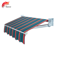 Ventes Flash : Auvent Bleu à Bras Articulé, Cadre en Aluminium, Voile en Polyester, Commande Manuelle, Protection Extérieure pour Balcon