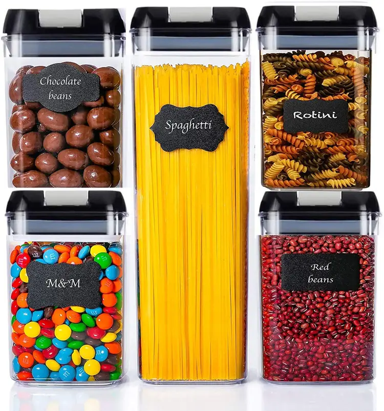 5 pcs/set BPA Livre Recipientes De Cereais De Plástico Com Tampas Fácil Para Cozinha Seco Food Candy Tempero Organização E Armazenamento