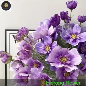 EV 085 Fleurs de Coquelicot Artificielles Pourpre 4 Fourchettes Coreopsis Cosmos Galsang Fleur de Soie Fleur de Marguerite