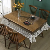 Nappe de table en dentelle PVC personnalisée, transparente, rectangulaire, ronde, lavable, imperméable, pour la maison, pour table basse, vente chaude