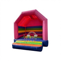 Château gonflable commercial en PVC rose arc-en-ciel 13x13 pieds, structure de saut colorée