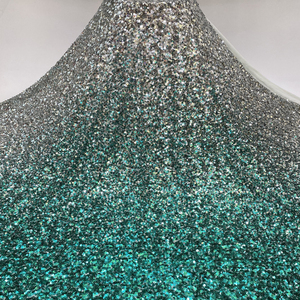 Vestido de falda de lujo para mujer, malla elástica de red, 5mm, degradado, Ombre, tela bordada de lentejuelas de espuma de dos colores - Product Image 5