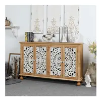 4 Doors Pastoral Vintage Farmhouse Solid Wood Storage Home Decor Painted Sideboards Buffet Cabinets Live Room Cabinet
