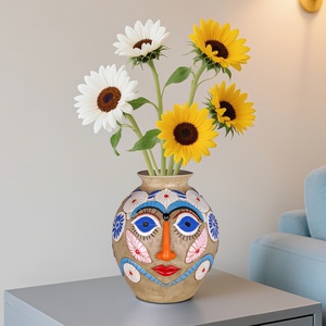 Vaso <span class=keywords><strong>in</strong></span> <span class=keywords><strong>Resina</strong></span> con Volto Astratto Colorato, Arte Creativa Moderna, Decorazione Semplice per la Casa, Stile Instagram, Vaso per Soggiorno - Product Image 1