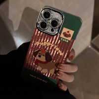 Étui pour iPhone 16/15/14/13 Pro Max en TPU avec motif de chien teckel rayé rouge, fermeture magnétique, finition mate et cordon de suspension