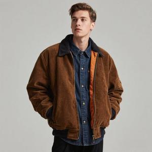 Chaqueta Reversible de Pana Bicolor, Estilo Vintage, Denim, Trucker, Urbana, Casual, Streetwear, Oversize, Bomber, con Tapicería para Hombre - Product Image 2