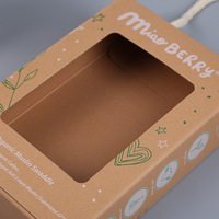 Boîte d'emballage portable en papier kraft personnalisée pour serviettes en coton, boîte de présentation rectangulaire pliable avec fenêtre transparente